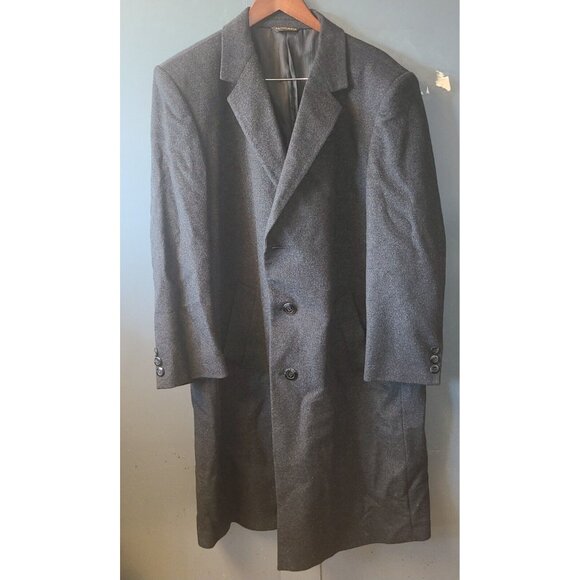 FR Tripler Co Men’s Cashmere Coat 46L Single Breasted Blend Overcoat Black - Picture 1 of 7